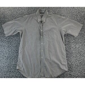 Paul Frederick Imported Broadcloth Checked Short Sleeve Shirt Men's Size 16